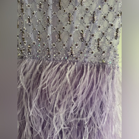 Jovani Beaded High Slit Feather Dress JO07591 - Picture 6 of 11